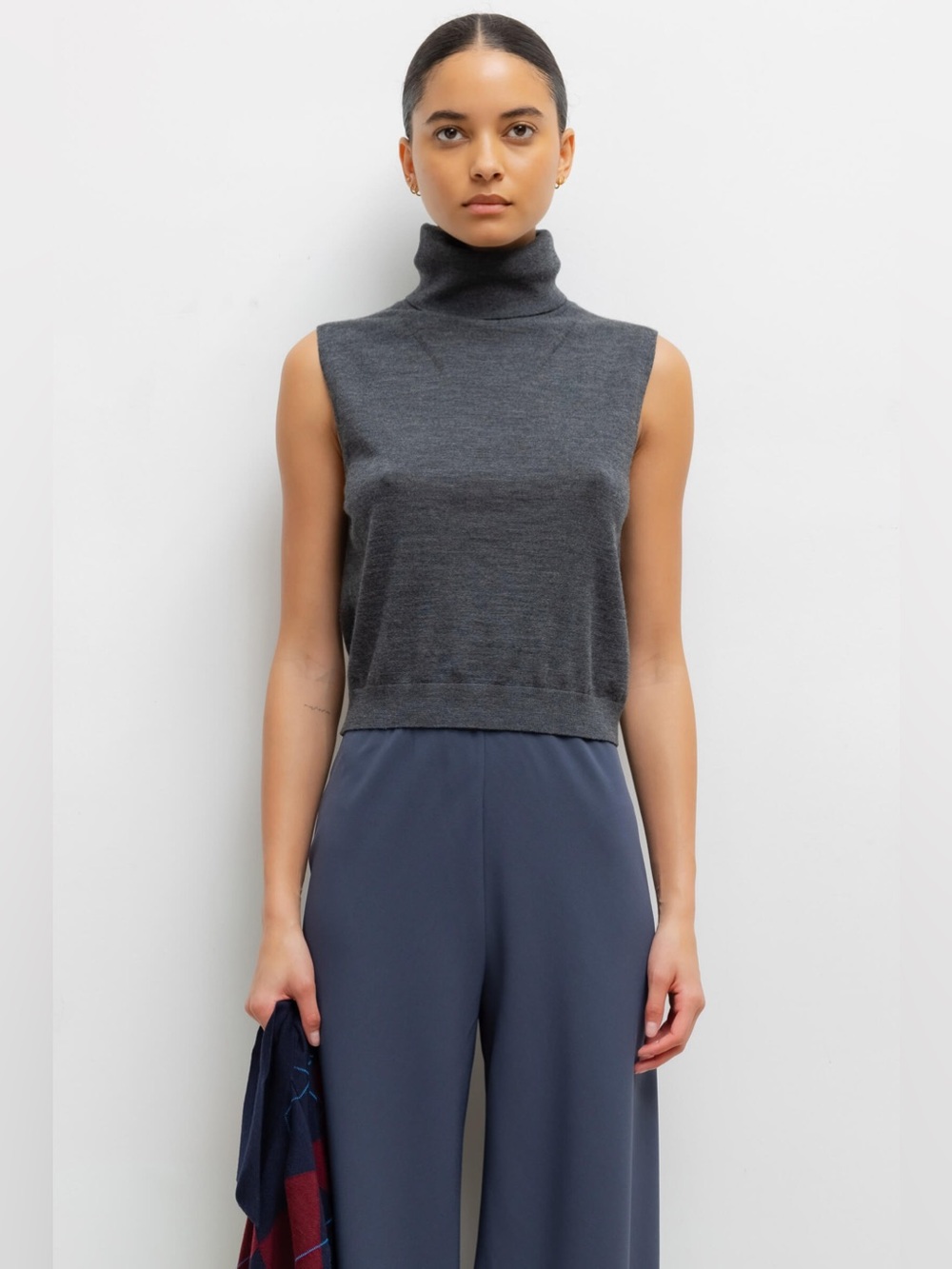 Leset - James Sleeveless Turtleneck in Charcoal Grey